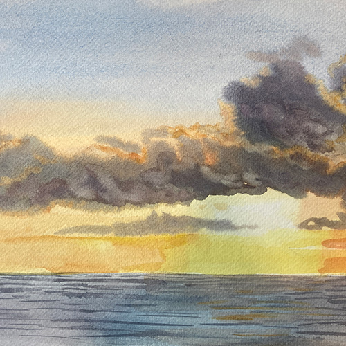 Painting Skies, Clouds, Trees, and Mountains in Watercolor