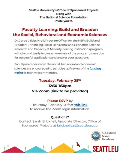 CANCELLED: Info Session for the NSF Build and Broaden (B2) program (Zoom Only- RSVP Needed)