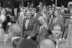 U.S. President George H. W. Bush and Soviet leader Mikhail Gorbachev arriving for a summit meeting.
