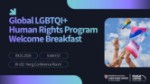 Event details with photo of hands holding LGBTQI+ Flags