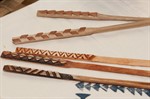 Wooden sticks used for stamping carved with geometric patterns Wooden sticks used for stamping carved with geometric patterns