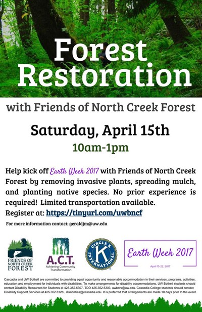 Earth Week: Forest Restoration with Friends of North Creek Forest