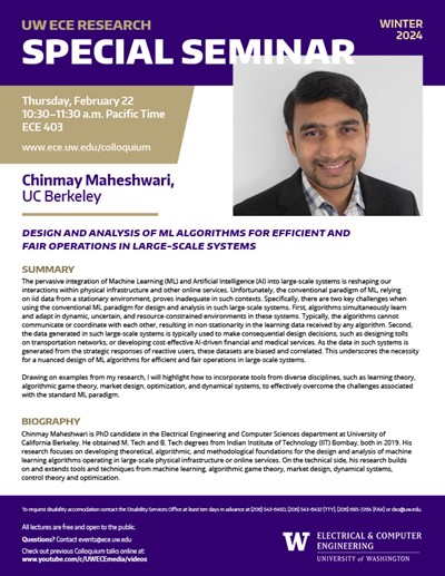 ECE Special Seminar: Chinmay Maheshwari, UC Berkeley