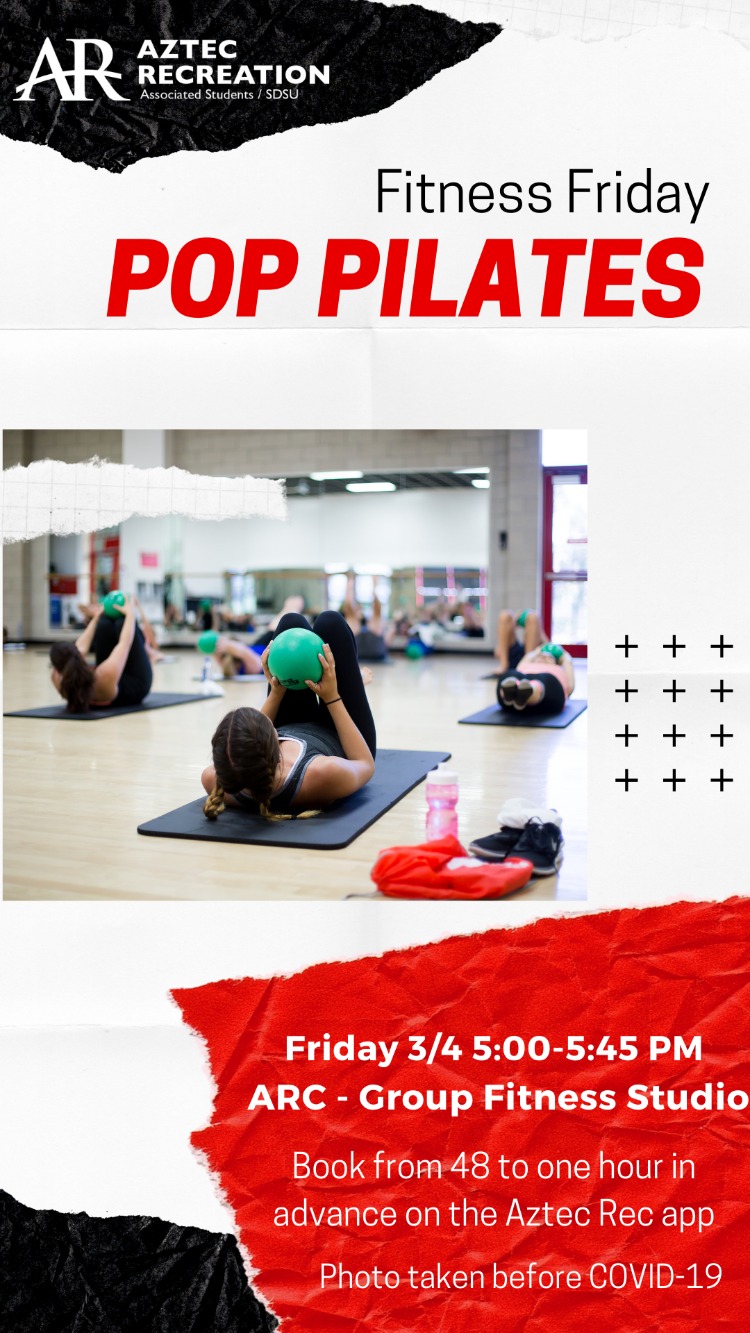 Fitness Friday: Pop Pilates, Friday, March 4, 2022, 12 - 1pm