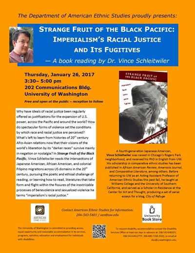 Book Reading: Strange Fruit of the Black Pacific: Imperialism’s Racial Justice and Its Fugitives -- by Dr. Vince Schleitwiler