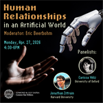event poster featuring human hand and robot hand