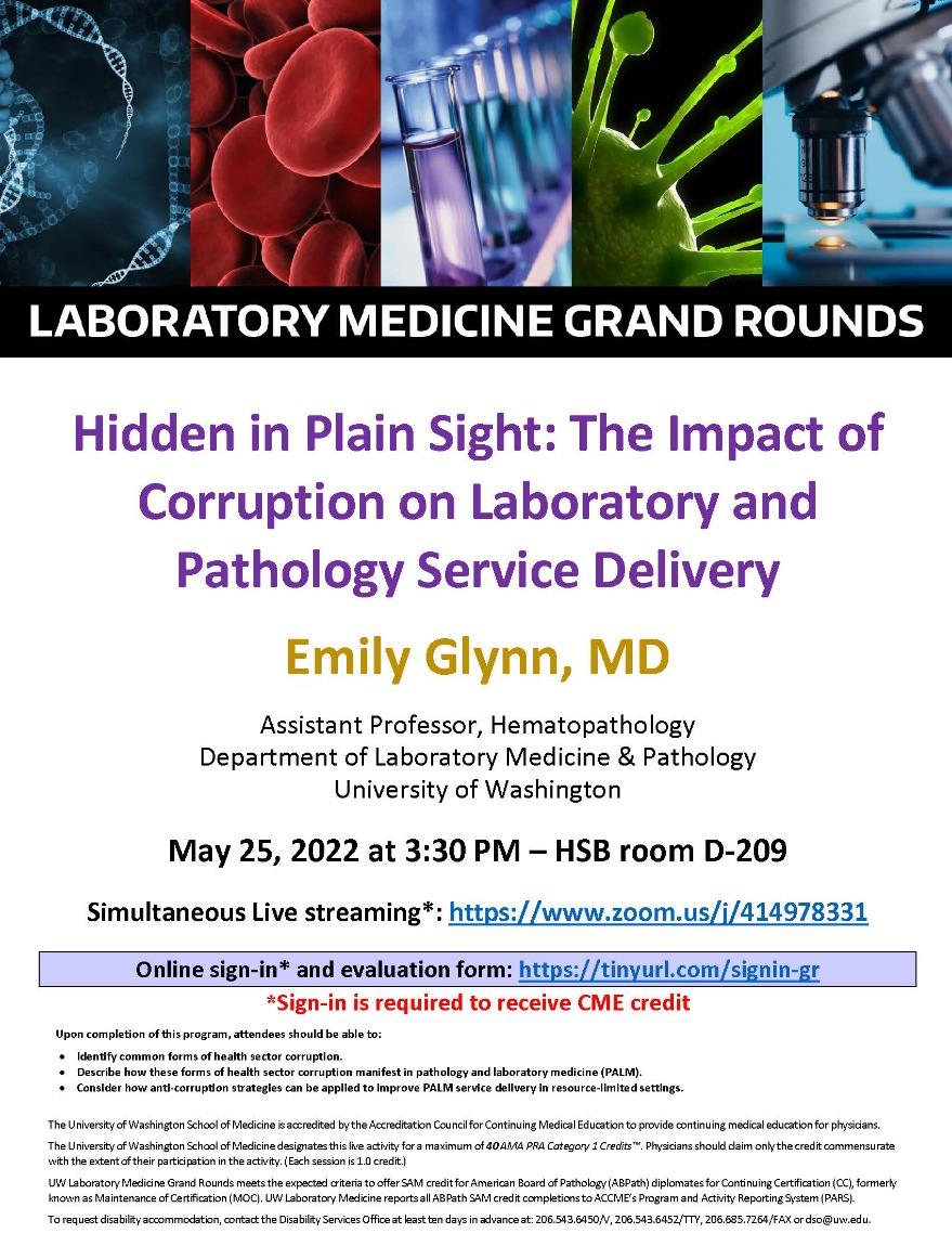 LabMed Grand Rounds: Emily Glynn, MD - Hidden in Plain Sight: The Impact of Corruption on Laboratory and Pathology Service Delivery
