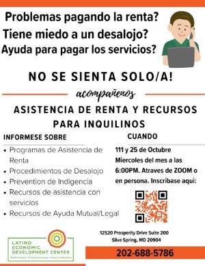 Recursos y Derechos Para Inquilinos en el Condado de Montgomery, Wednesday,  October 25, 2023, 5 - 6pm - Calendar - Montgomery County, MD