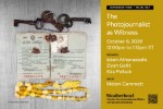 Two rusty keys, a fragment of a chain of yellow rosary beads, and an old identification document with visible stains are arranged on a flat, textured surface.