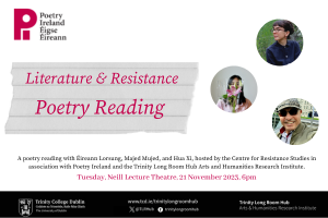 TLRH | Literature & Resistance: Poetry Reading with Éireann Lorsung, Majed Mujed, and Hua Xi