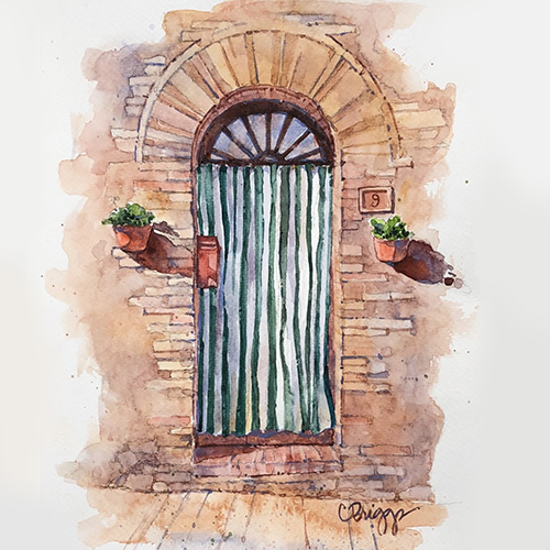 Rustic European Doorways in Watercolor