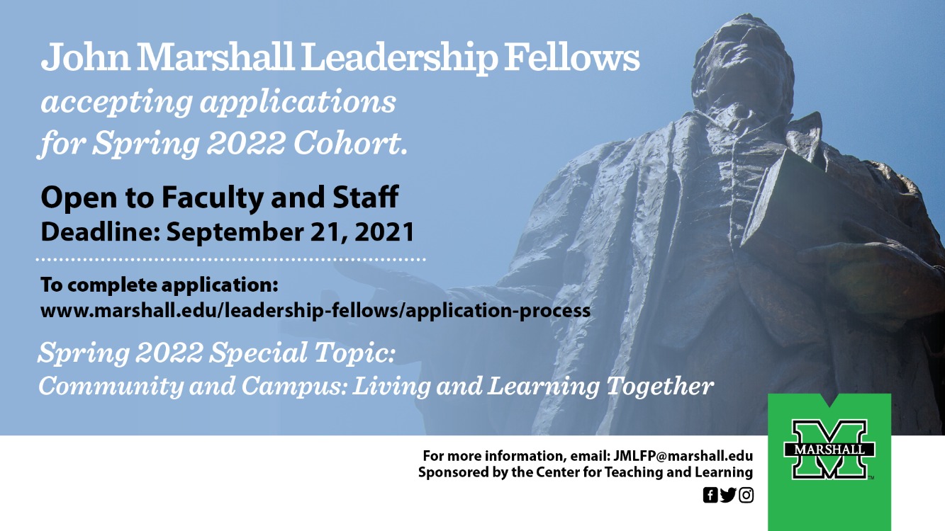 John Marshall Leadership Fellows Informational Meeting - Virtual, Tuesday, August 31, 2021, 3:30 - 4:30Pm - Events Calendar - Center For Teaching & Learning