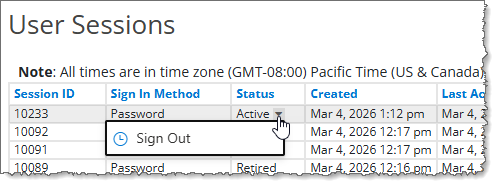Session sign out