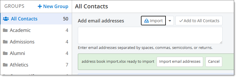 Import contacts into All Contacts
