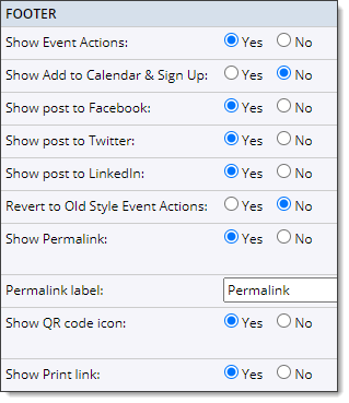 Event detail footer options