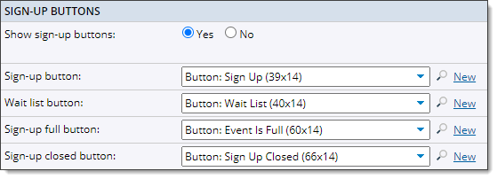 Sign-up button settings