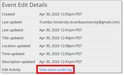 Event edit activity report