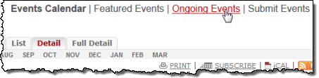 Separate ongoing events calendar