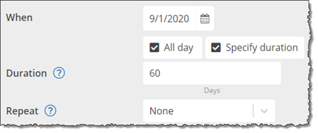 Date range setup