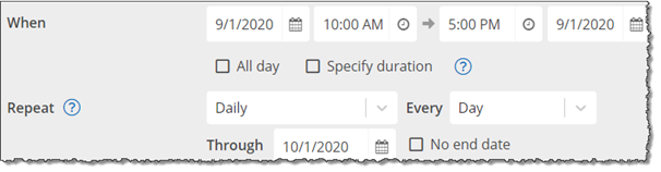 Time range setup