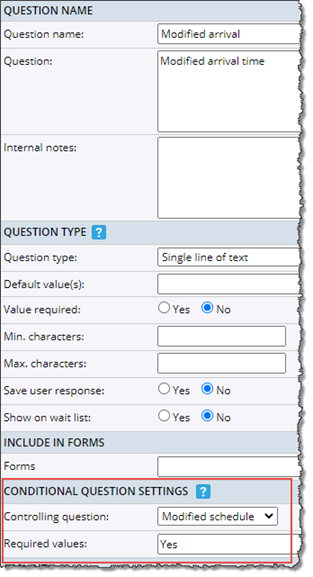 Conditional question setup