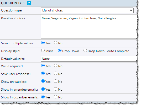 Question type section