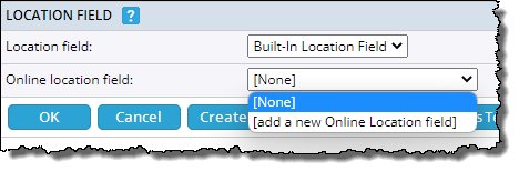 Selecting an online location field