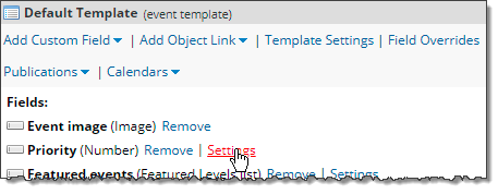 Opening custom field settings