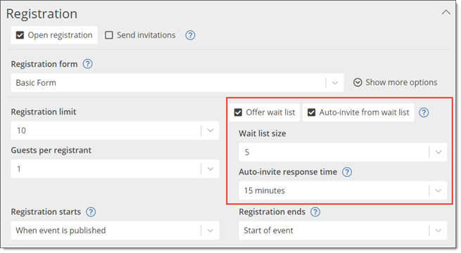 Auto-invite response time option