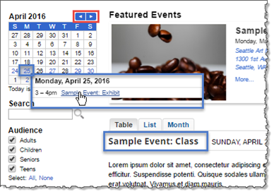 Datefinder and navigation elements