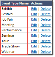 Edit Event Type Values