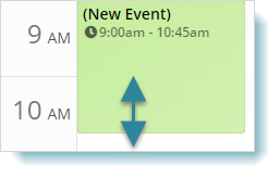 Select an empty cell, and then drag your cursor down to launch a new event form