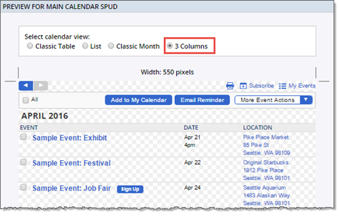 View selector in main spud preview