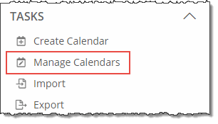Open the Manage Calendars page