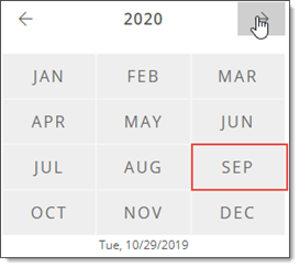 Clicking the month and year at the top of the mini calendar to then navigate by year