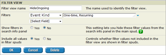 HideOngoing filter view settings