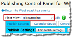 Filter view list, HideOngoing view selected