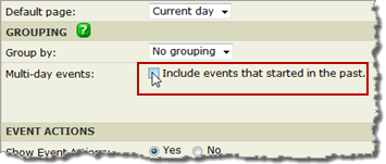 Include events that started in the past option