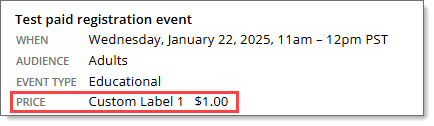 Custom pricing level label on registration form