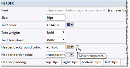 Heading and Border settings