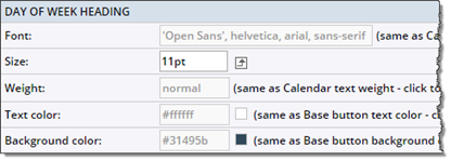Day of Week Heading settings