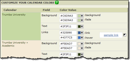 Setting event colors