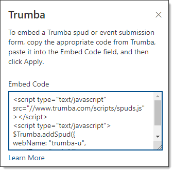 Adding Trumba web part