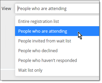 Registration list with only people who are attending
