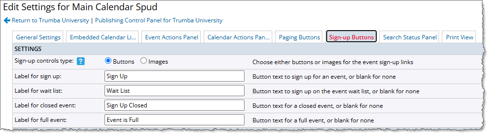 Registration button update