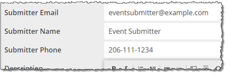Submitter fields automatically added to event forms