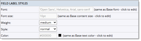 Field label styles