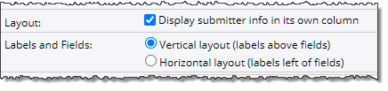 Submission form layout settings