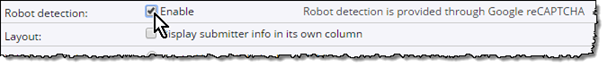 Submission form robot detection setting