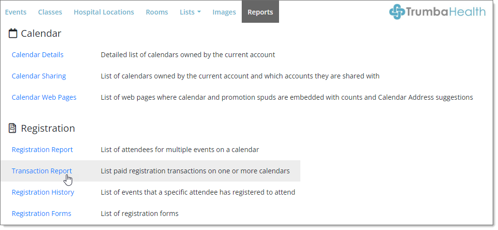 IMAGE: Transaction report link